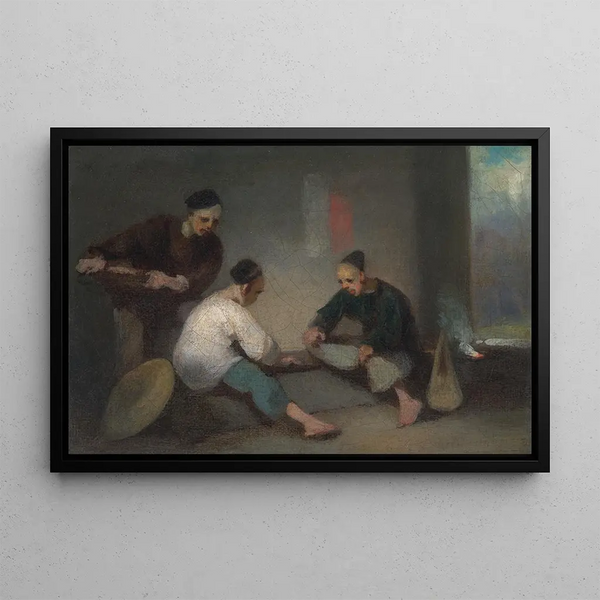 Chińskich graczy - George Chinnery — oprawiony obraz na ścianie