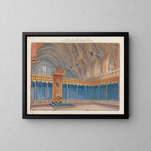 dekoracyjny do przedstawienia Richard II Charlesa Keana w Princess's Theatre 12 marca 1857, akt 4, scena 2 - George Cressal Ellis — oprawiony obraz na ścianie