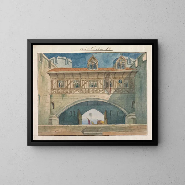 dekoracyjny do przedstawienia Richard II Charles Kean w Princess's Theatre 12 marca 1857, akt 5, scena 1 - George Cressal Ellis — oprawiony obraz na ścianie