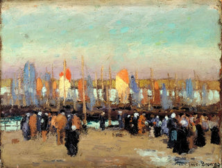 George Elmer Browne - Harbor Scene with Fishing Boats.webp