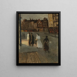 George Hendrik Breitner - The Paleisstraat Near The Spuistraat Amsterdam At Night.webp