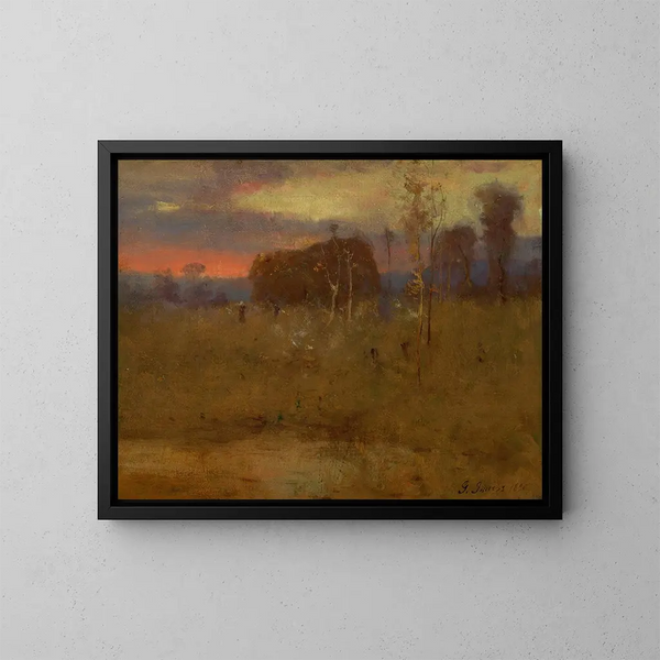 Lśnienie wieczoru na łące - George Inness — oprawiony obraz na ścianie