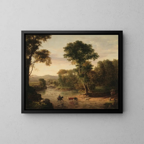 La Traversée du gué - George Inness — oprawiony obraz na ścianie