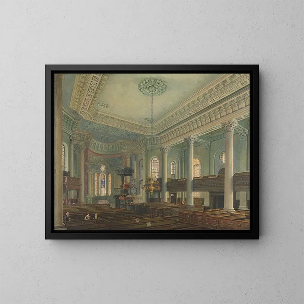 Kościoła św. Pawła w Deptford - George Johann Scharf — oprawiony obraz na ścianie