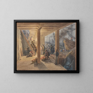 Schody z łabędziami, London Bridge - George Johann Scharf — oprawiony obraz na ścianie
