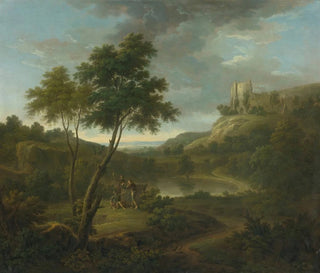 George Lambert - Capriccio With A Classical Sarcophogus And Possibly Beeston Castle Chesire.webp