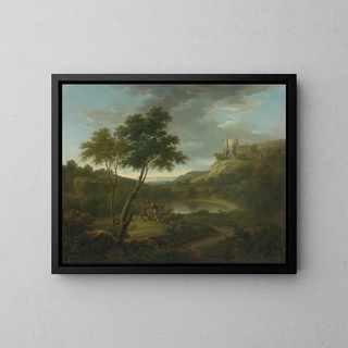 George Lambert - Capriccio With A Classical Sarcophogus And Possibly Beeston Castle Chesire.webp