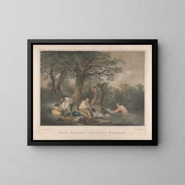 chłopców kąpiących się - George Morland — oprawiony obraz na ścianie