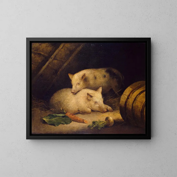 Świnie - George Morland — oprawiony obraz na ścianie