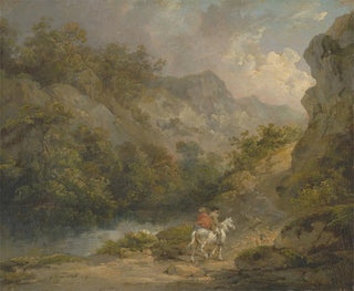 George Morland - Rocky Landscape with Two Men on a Horse.webp