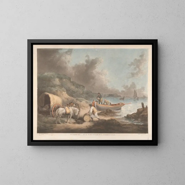 Przemytników - George Morland — oprawiony obraz na ścianie