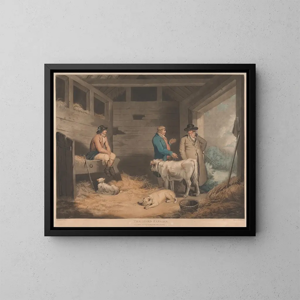 Trudny rynek - George Morland — oprawiony obraz na ścianie