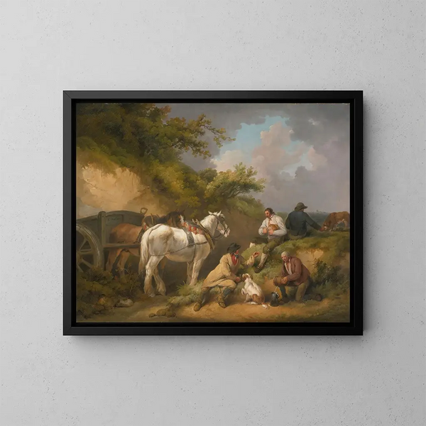 Pracownicy odpoczywają - George Morland — oprawiony obraz na ścianie