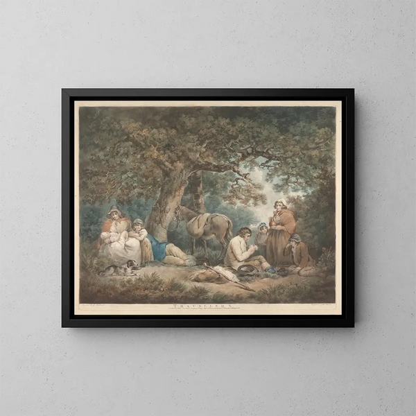 Podróżnicy - George Morland — oprawiony obraz na ścianie