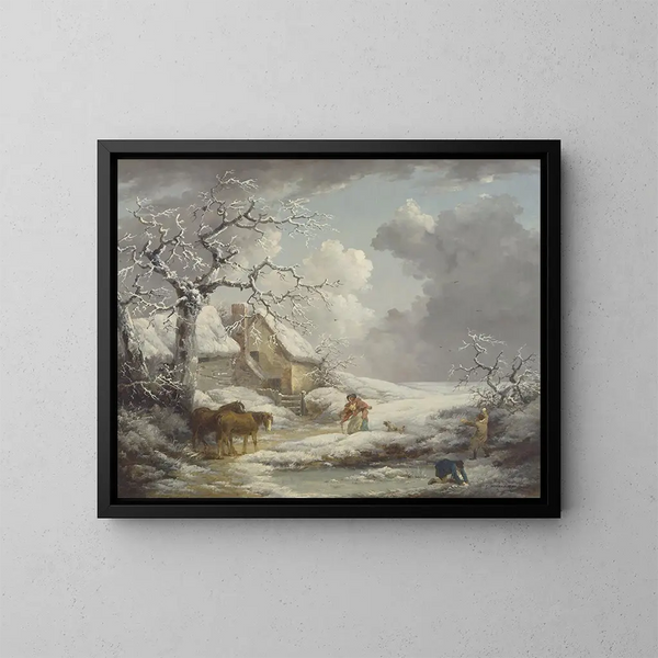 pejzaż zimowy - George Morland — oprawiony obraz na ścianie