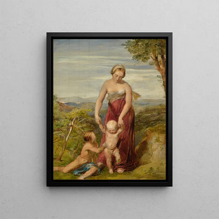 George Richmond - A woman with two children in a hilly landscape.webp