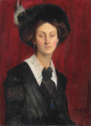 George Spencer Watson - Hilda in a black hat.webp