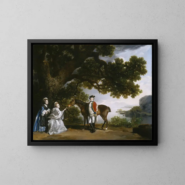 Kapitana Samuela Sharpe Pocklington z żoną Pleasance i być może siostrą Frances - George Stubbs — oprawiony obraz na ścianie