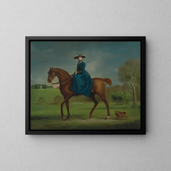 La comtesse de Coningsby en costume de la chasse de Charlton - George Stubbs — oprawiony obraz na ścianie