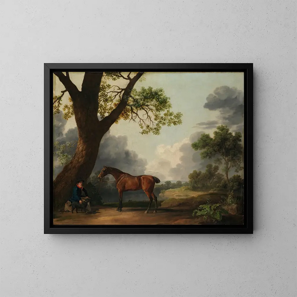 Trzeci książę Dorset, myśliwy z gajowym i psem - George Stubbs — oprawiony obraz na ścianie