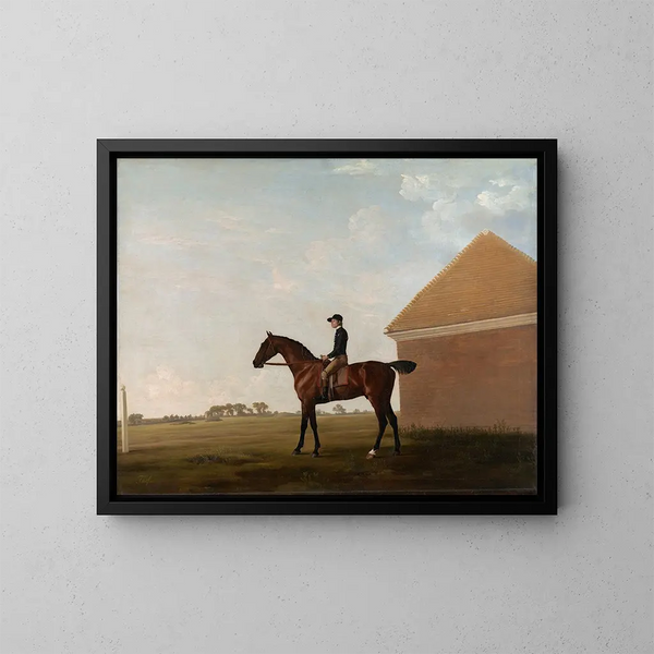 Pola wyścigowego z dżokejem w Newmarket - George Stubbs — oprawiony obraz na ścianie