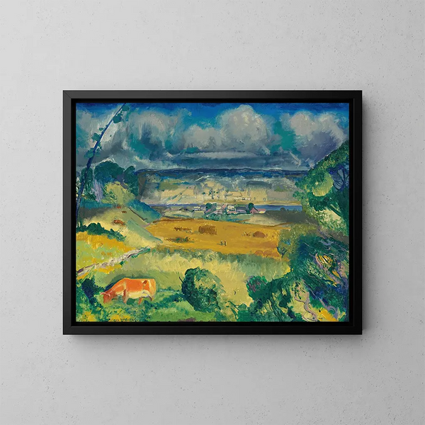 Chmury i łąka - George Wesley Bellows — oprawiony obraz na ścianie