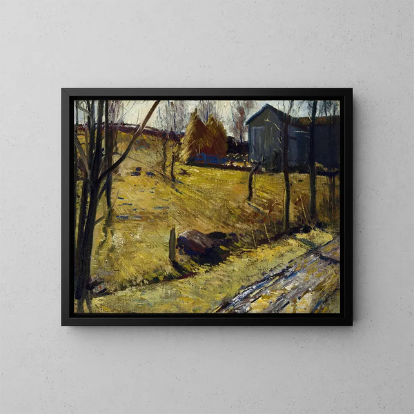 Młyny i stodoła z siana - George Wesley Bellows — oprawiony obraz na ścianie