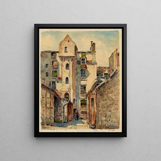GeorgesHenri Manesse - Tour ou la logette dite de Calvin ancien collge de Fortet vue de la place du Panthon.webp