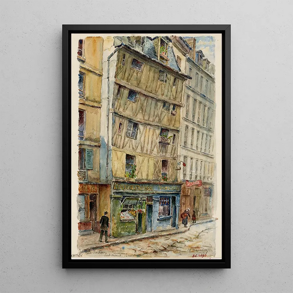 Stara kamienica z XIII wieku, 3 rue Volta - Georges-Henri Manesse — oprawiony obraz na ścianie