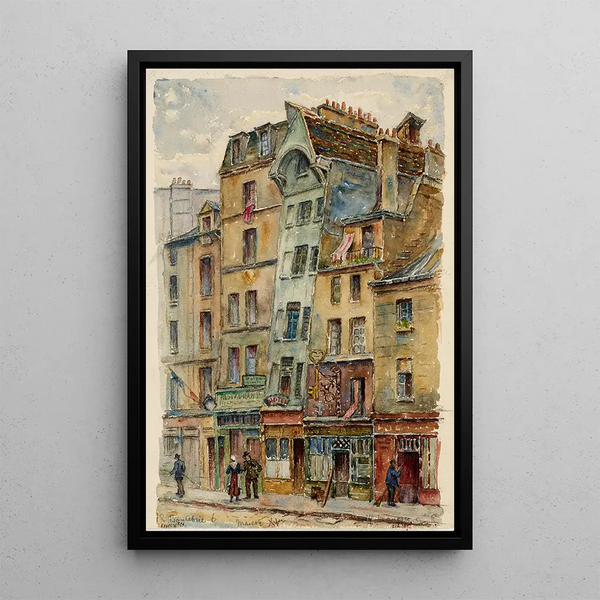 Stara kamienica z XV wieku, 6 rue Boutebrie - Georges-Henri Manesse — oprawiony obraz na ścianie
