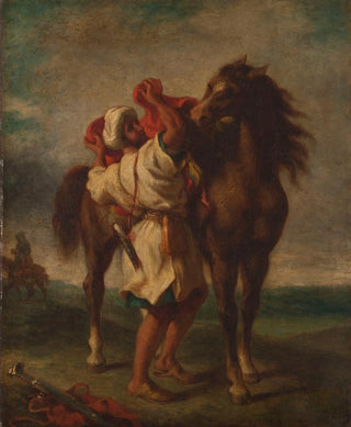 Georges Dcte - Arabe sellant son cheval.webp