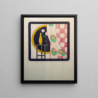 Georges Gaudion - Still life with vase and curtain.webp