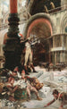 Tambour-major armii francuskiej karmiący gołębie na placu św. Marka w Wenecji - Georges Jules Victor Clairin — widok dzieła