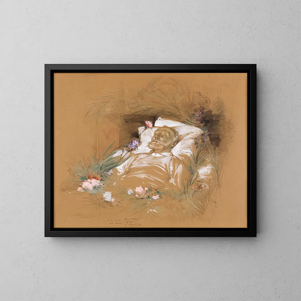 Victor Hugo na łóżku śmierci - Georges Jules Victor Clairin — oprawiony obraz na ścianie