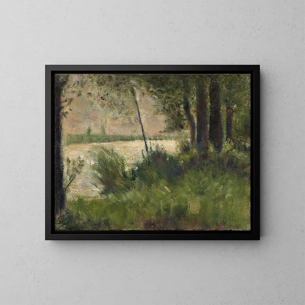Brzeg rzeki z trawą - Georges Seurat — oprawiony obraz na ścianie