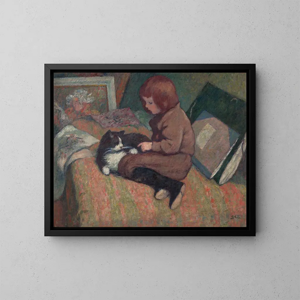 L'Enfant au chat - Georges d'Espagnat — oprawiony obraz na ścianie
