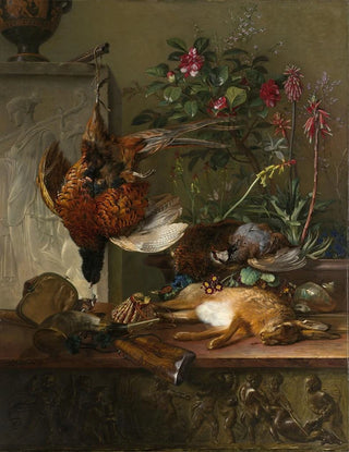 Georgius Jacobus Johannes van Os - Stilleven met jachtbuit en Griekse stle allegorie op de herfst.webp