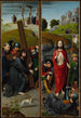 Chrystusa niosącego krzyż z ukrzyżowaniem, Zmartwychwstanie z pielgrzymami z Emaus - Gerard David — widok dzieła