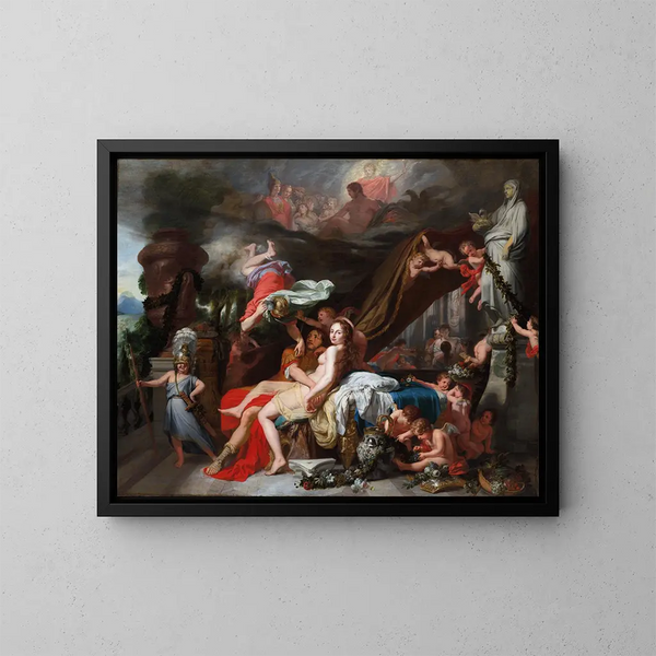 Hermès nakazujący Kalipso uwolnienie Ulysses'a - Gerard de Lairesse — oprawiony obraz na ścianie