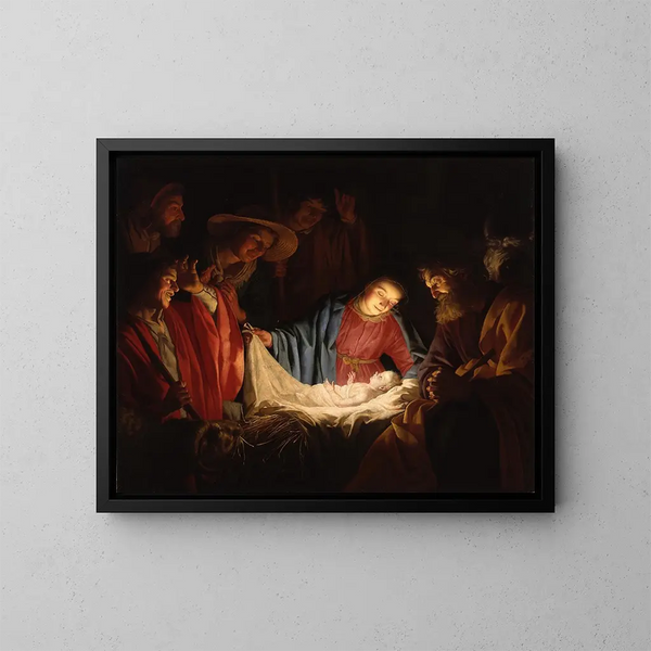 Adoracja pasterzy - Gerard van Honthorst — oprawiony obraz na ścianie