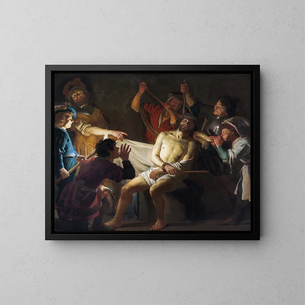 Chrystus z koroną cierniową - Gerard van Honthorst — oprawiony obraz na ścianie
