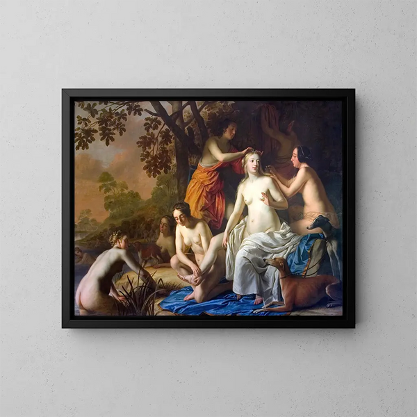 Diane i jej nimfy - Gerard van Honthorst — oprawiony obraz na ścianie