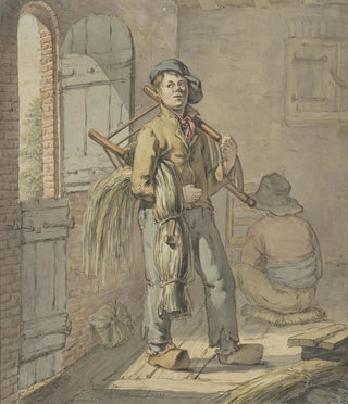 Gerardus Laurentius Keultjes - Stoelenmatters in een schuur aan het werk.webp