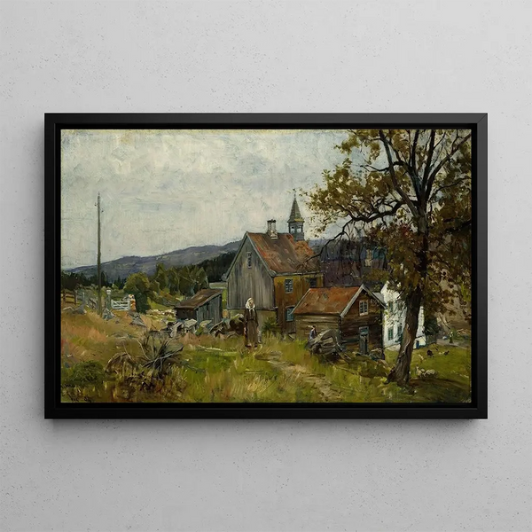 Ferme Vik w Stange - Gerhard Munthe — oprawiony obraz na ścianie