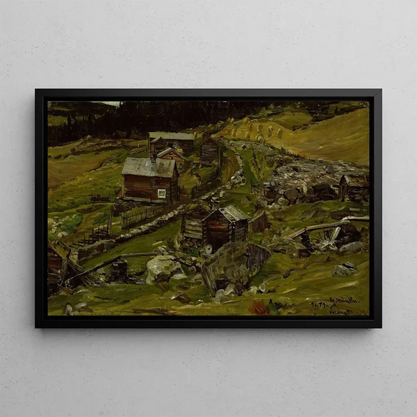 Ferme dans le Valdres - Gerhard Munthe — oprawiony obraz na ścianie