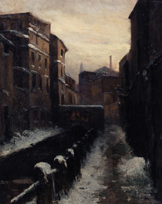 Germain Eugne Bonneton - Vue de la Bivre ruelle des Gobelins effet de neige.webp