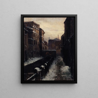 Germain Eugne Bonneton - Vue de la Bivre ruelle des Gobelins effet de neige.webp