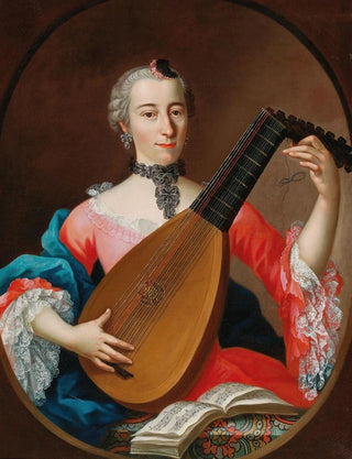 German School - An Elegant Lady With A Lute.webp