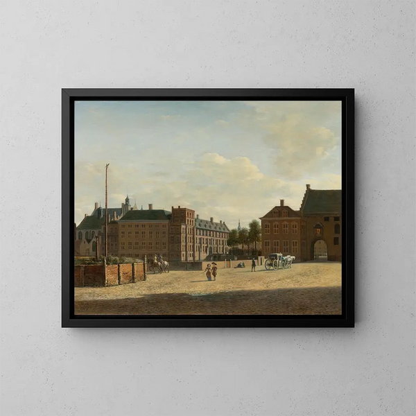 La Place z Binnenhof i Gevangenpoort w Hadze - Gerrit Adriaensz Berckheyde — oprawiony obraz na ścianie