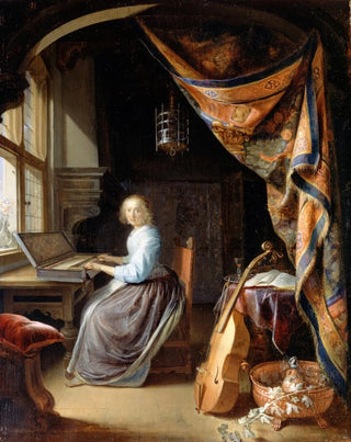 Gerrit Dou - A Woman playing a Clavichord.webp